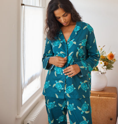 Cotton Sateen Turtle Pajamas