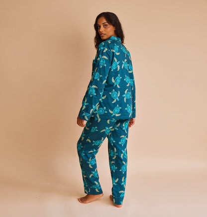 Cotton Sateen Turtle Pajamas