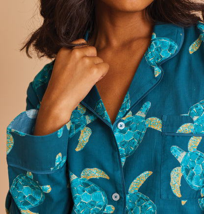 Cotton Sateen Turtle Pajamas