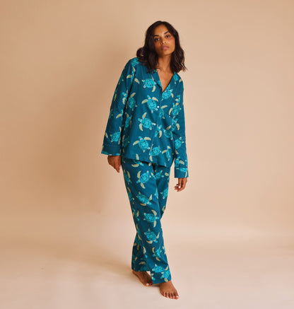 Cotton Sateen Turtle Pajamas
