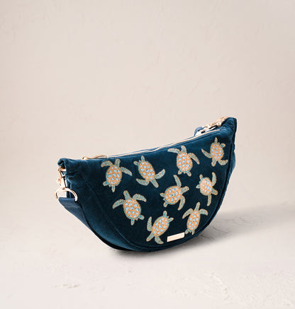 Turtle Conservation Velvet Crossbody Sling Bag