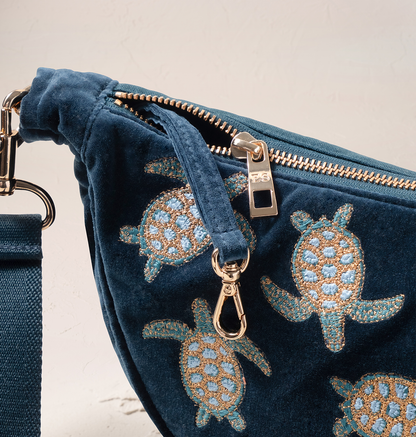 Turtle Conservation Velvet Crossbody Sling Bag