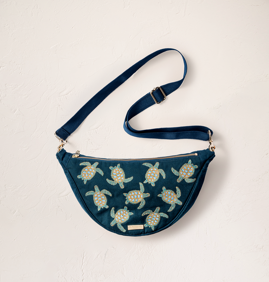 Turtle Conservation Canvas Crossbody Sling Bag
