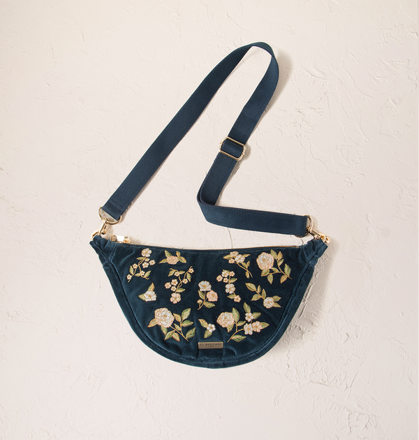 Wild Rose Velvet Crossbody Sling Bag