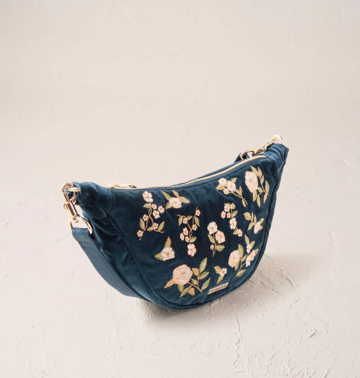 Wild Rose Velvet Crossbody Sling Bag