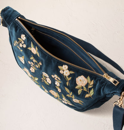 Wild Rose Velvet Crossbody Sling Bag