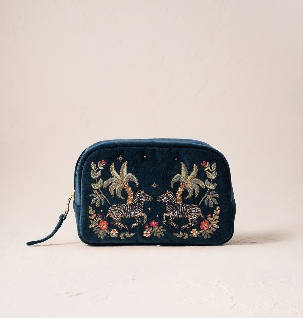 Wild Zebra Palm Makeup Bag