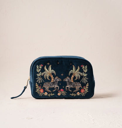 Wild Zebra Palm Makeup Bag