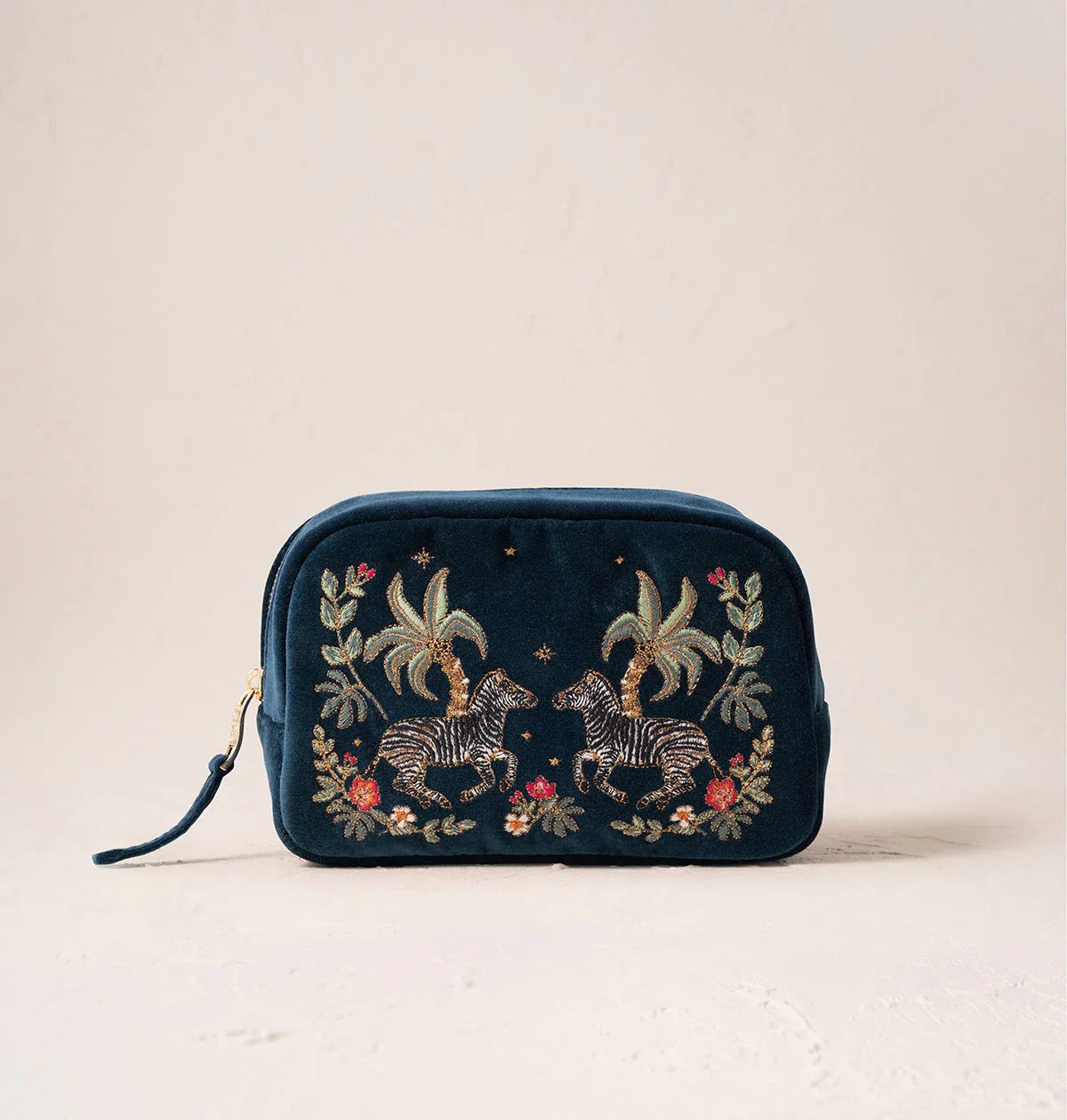 Wild Zebra Palm Makeup Bag