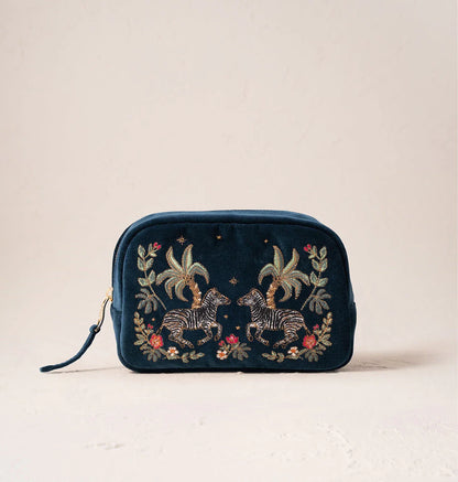 Wild Zebra Palm Makeup Bag