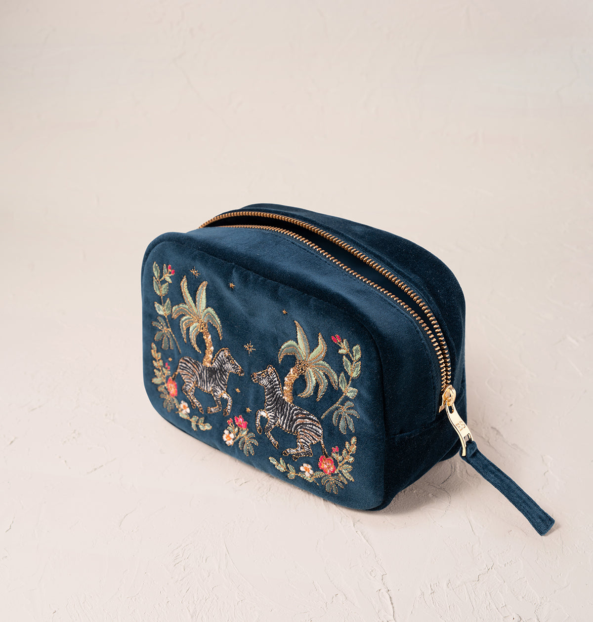 Wild Zebra Palm Makeup Bag