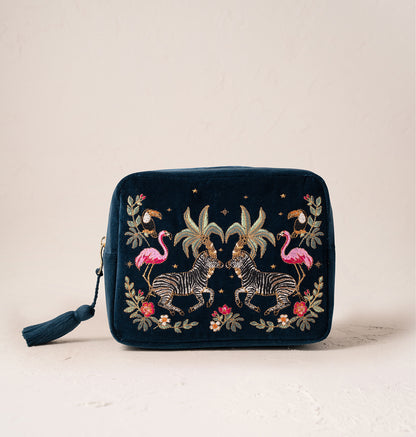 Wild Zebra Palm Wash Bag
