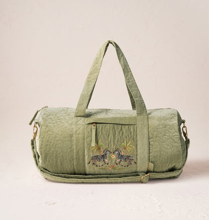 Wild Zebra Palm Overnight Bag