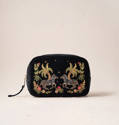 Wild Zebra Palm Makeup Bag