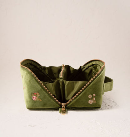 Wildflower Alphabet Open Flat Makeup Bag