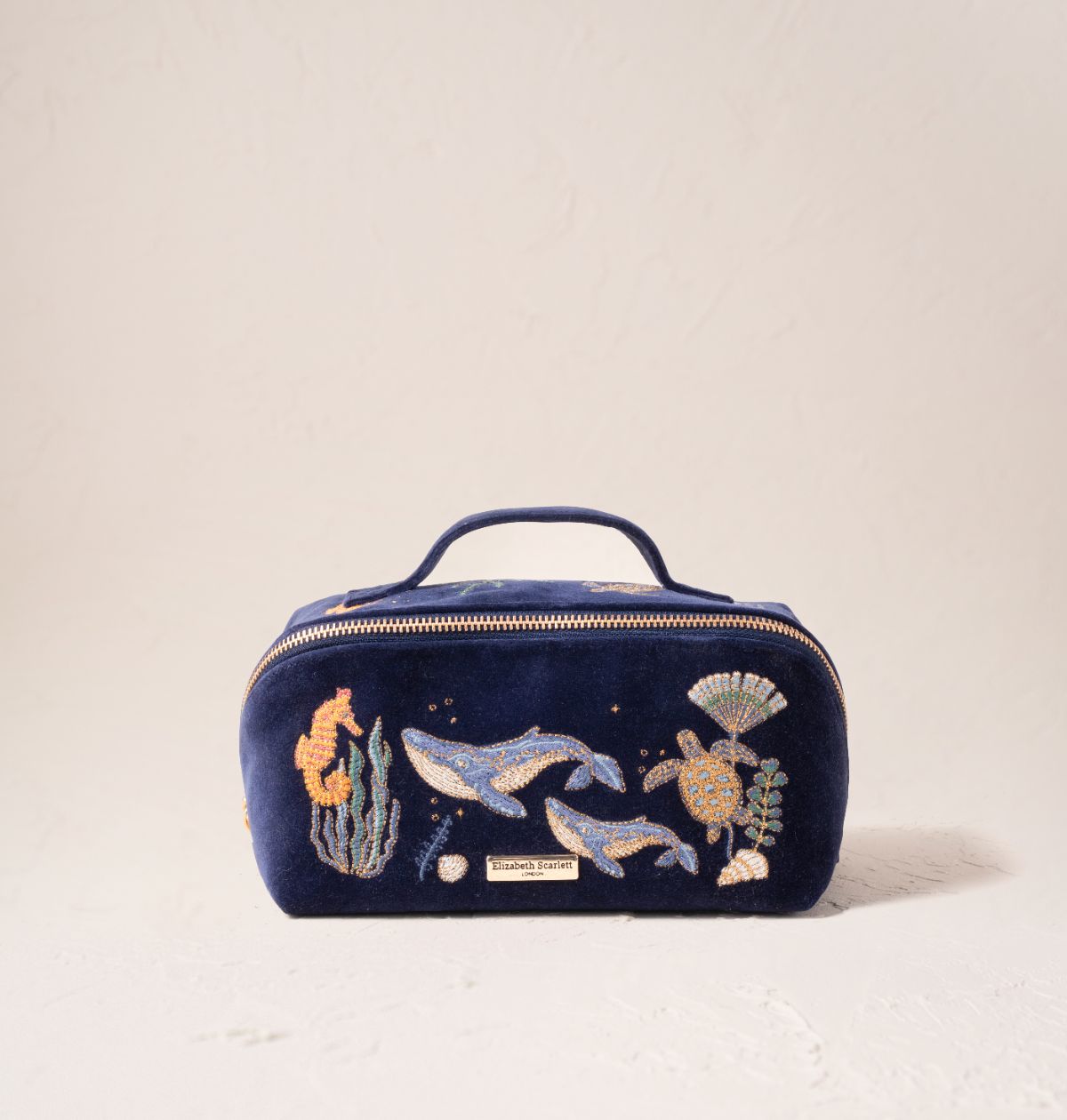 World Ocean Velvet Open Flat Makeup Bag