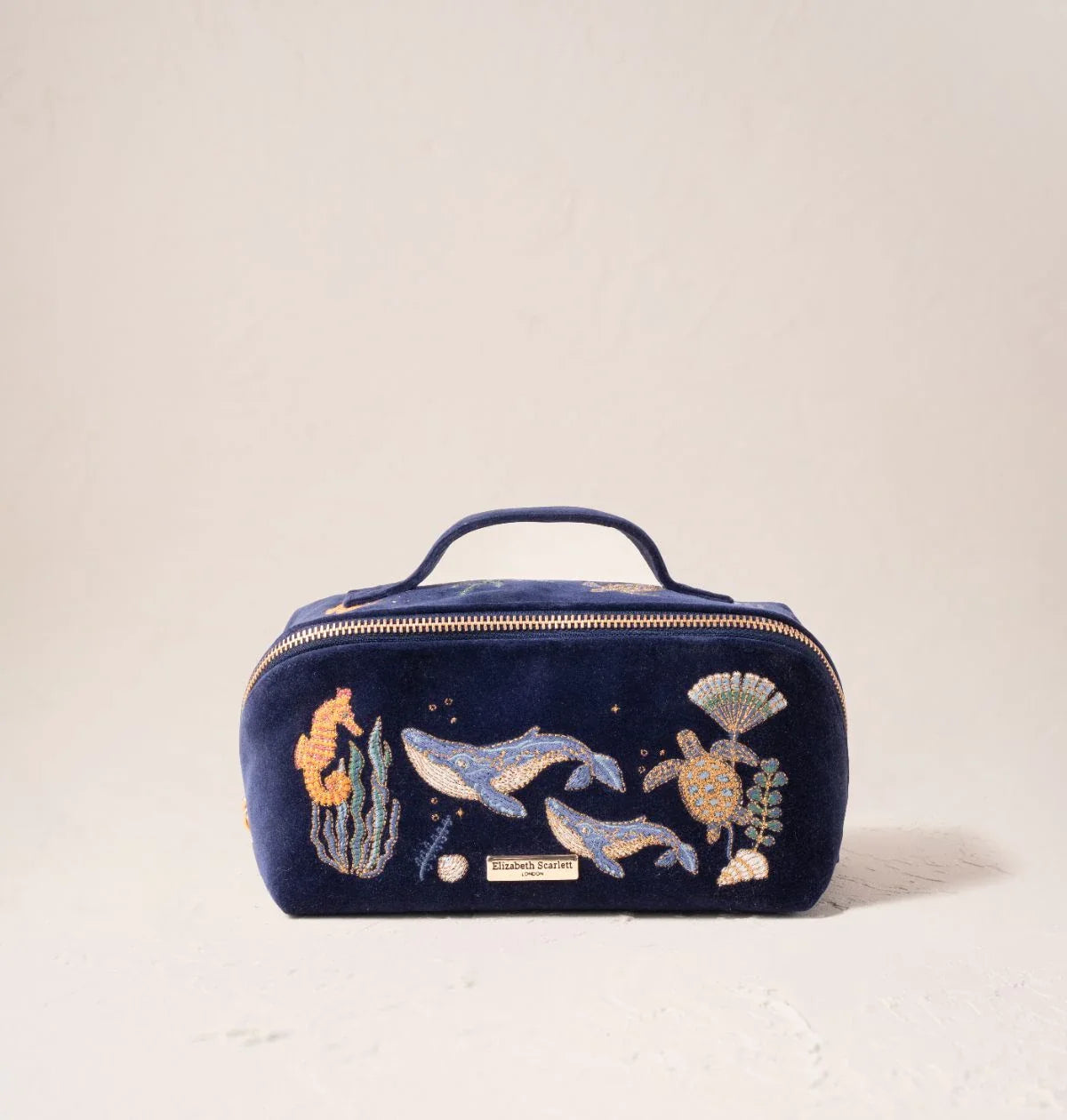 World Ocean Velvet Open Flat Makeup Bag