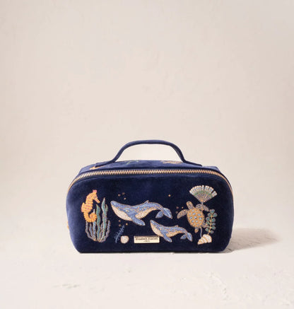 World Ocean Velvet Open Flat Makeup Bag