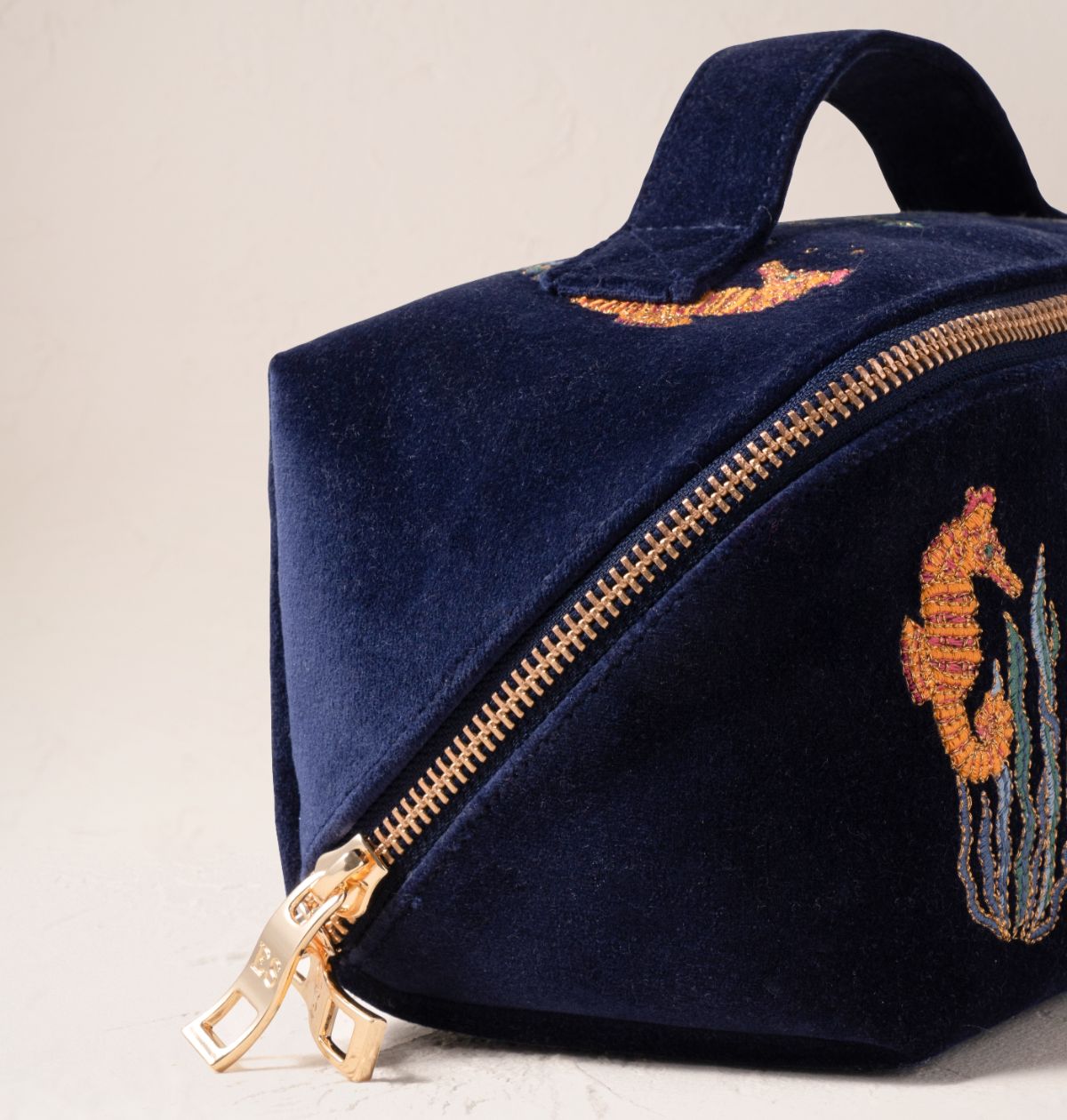 World Ocean Velvet Open Flat Makeup Bag