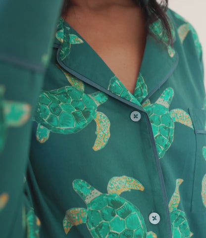 Cotton Sateen Turtle Pajamas