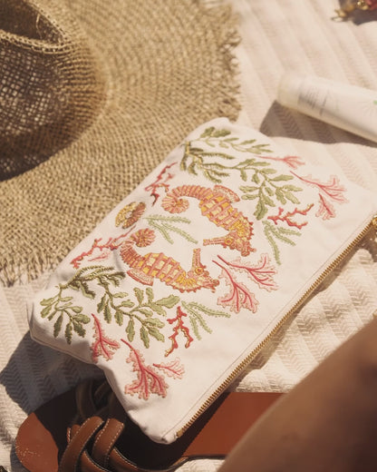 Coral Seahorse Everyday Pouch