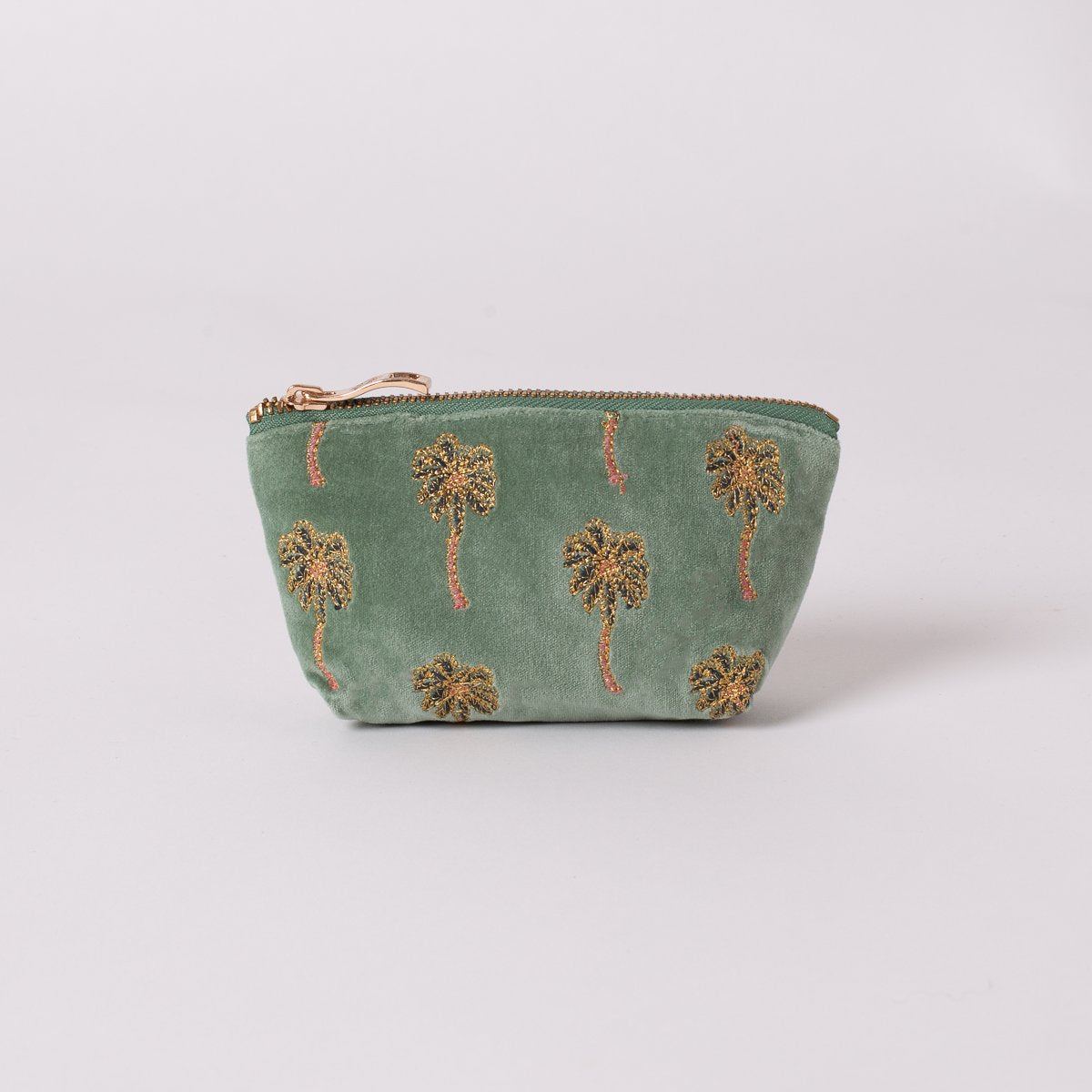 African Palmier Khaki Velvet Coin Purse 1