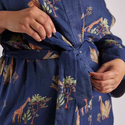 Giraffe Navy Robe