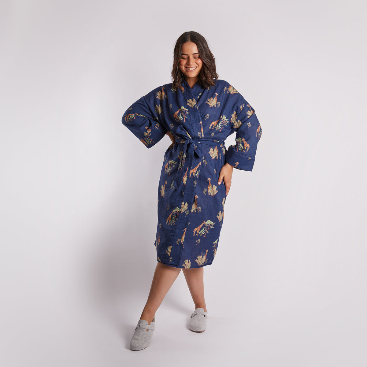 Giraffe Navy Robe
