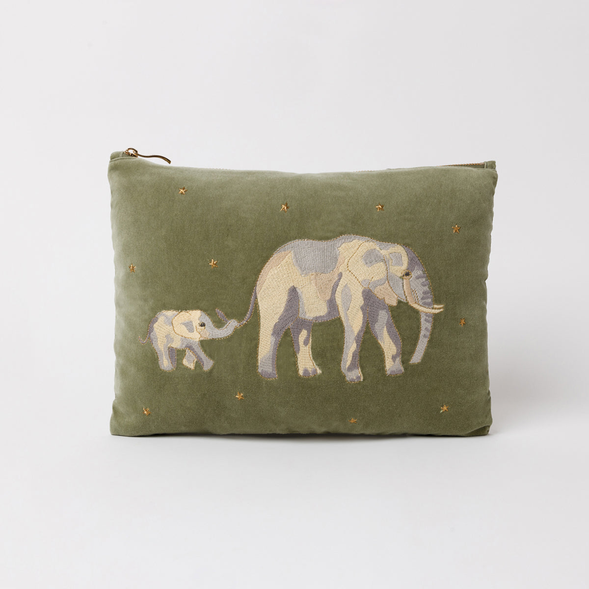 Embroidered Elephant Print Velvet Maxi Pouch – Elizabeth