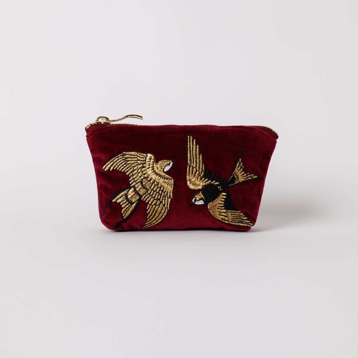 Embroidered Hummingbird Velvet Coin Purse and Wallet for
